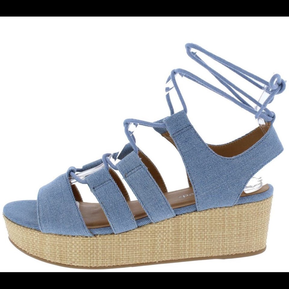 ✨NEW Light Blue Open Toe Platform Wedge Sandals
